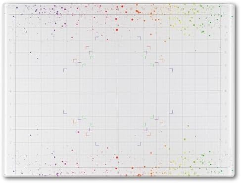 GLASSBOARD STUDIO Glass Craft Mat - Magnetic, Heat & Scratch Resistant - For Crafting, Cutting, Painting, Mixed Media Artwork - Grid Lines, Non-Slip Rubber Feet (Color Burst 13.5”L x 18”W)