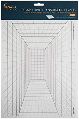 Koala Tools | Perspective Grid Transparency Sheets (Variety Pack of 4) - 8.5" x 11" | Overhead Projector and Light Box Transparencies - Tracing Film for Sketching & Drawing