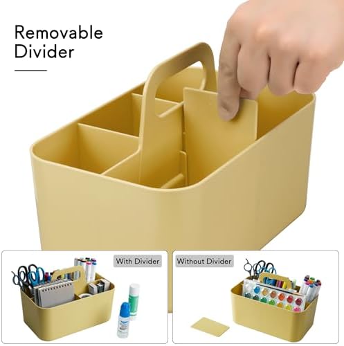 Tiawudi Multipurpose Caddy Organizer, Plastic Caddy with Handle, Stackable Desk Organizer for Stationery, Marker and Pencil, Office Supplies Organizer, Dorm Caddy