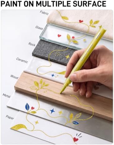 JusArt 0.7mm Fine Point Gold Acrylic Paint Pen, 3 Pack