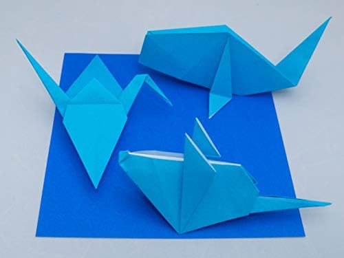 [Taro's Origami Studio] Standard 6 Inch One Sided Single Colors (Blue) 50 Sheets (All Same Color) Square Easy Fold Premium Japanese Paper for Beginner
