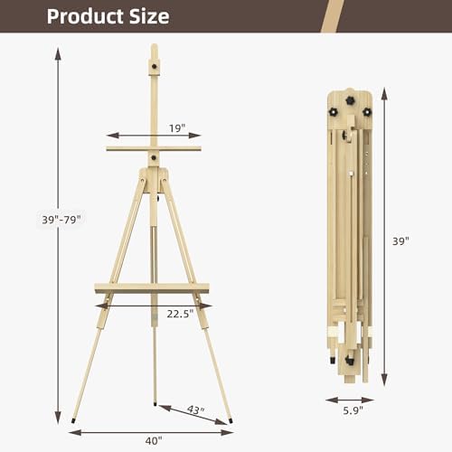 Tripod Portable Standing Wooden Easel for Painting