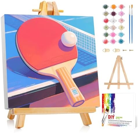 Reivworl Table Paint by Numbers Kit for Kids with Frame 8×8 inch