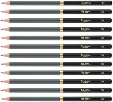 Cezanne Graphite Drawing Pencils Set - 3H, Set of 12 Break-Resistant Graphite Lead, Easy-to-Sharpen Sketch Pencils, Master Artist Quality Graphite Pencils for Technical and Artistic Drawing