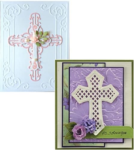 Scrapbooking Die-Cuts, Layer Frame Net Set Metal Cutting Dies for Card Making, Paper Craft Template, Background Embossing Stencils, DIY Album Décor (Five Crosses-11.4x12.5cm)