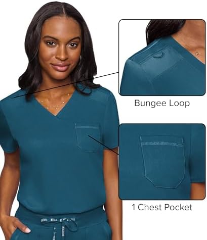 Med Couture Touch Women's Scrub Tops V-Neck Tuck-in Top with 1 Pocket