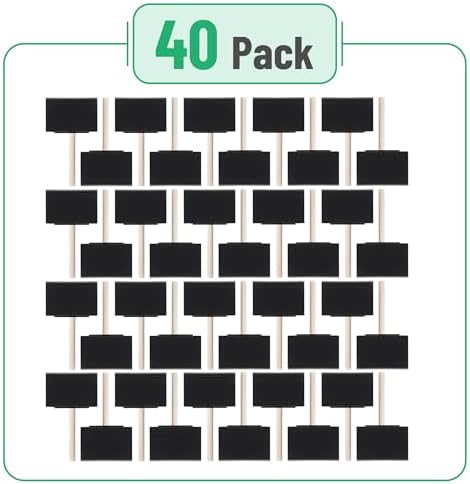 Bates- Foam Paint Brushes, 4 Inch, 40 Pack, Black Foam Brushes for Painting with Lightweight Wooden Handles