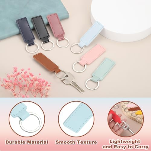 MECCANIXITY Leather Keychain Blanks Bulk Rectangle Laser Engraving Keychain Kit