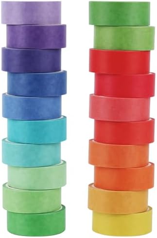 Washi Tape Set Decorative Tape 20 Rolls Colorful Washi Tape Aesthetic DIY Art Masking Tape for Kids Notebook Craft Scrapbooking & Stamping Supplies (15MM)