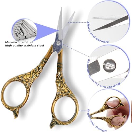 BIHRTC 4.5Inch Small Sharp Pointed Stainless Steel Scissors Craft Cross