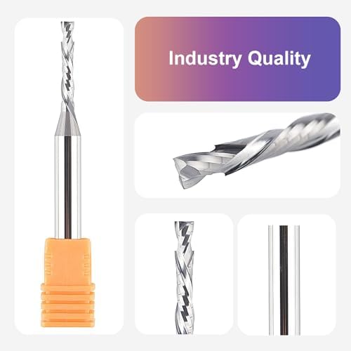 SpeTool Spiral Router Bits Up&Down Compression Bit 1/8 inch Cutting Diameter, 1/4 inch Shank HRC55 Solid Carbide CNC End Mill for Wood Carving Engraving Grinding