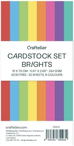 Craftelier - Brights Cardstock | Pack of Colored Cardstock | Colored Paper for Crafts, Scrapbooking, DIY Projects | 32 Sheets, Double-Sided, 5.91" x 2.95", 8.47oz
