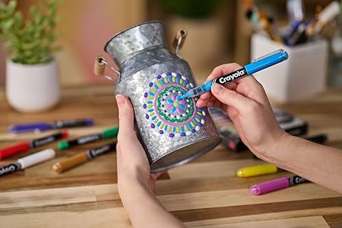 Crayola Brush Tip Acrylic Paint Markers (10ct), Adult Coloring Marker Set, Coloring Book Art Supplies, For Drawing, Journaling & Construction Paper Crafts
