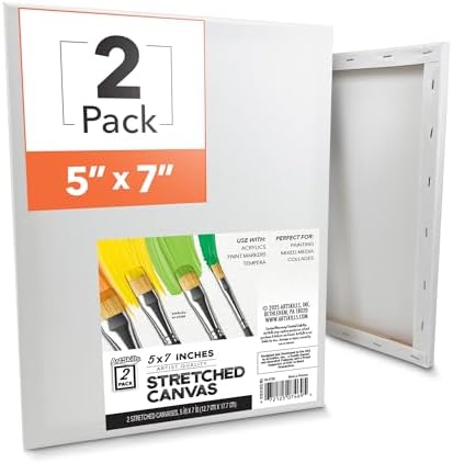 ArtSkills Stretched Canvas for Painting, 5x7 Canvas, 2-Pack Framed | Blank Canvas, Premium Wood Frame, Painting Supplies for Artists