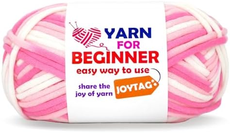 50g Rainbow Beginner Crochet Yarn for Crocheting and Knitting Multicolor Cotton Crochet Yarn for Beginners(Pink Variegated)