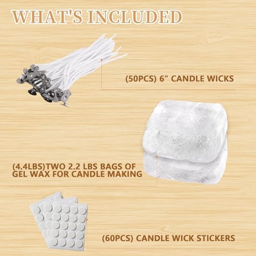 4.4 Lbs Gel Wax for Candle Making Set for DIY Jelly Candle Crafts