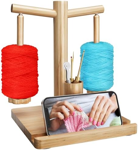 Magnetic Yarn Holder for Crocheting with Phone Stand