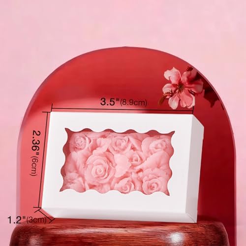 100PCS 3.5x2.36x1.2 inches White Soap Boxes, Homemade Soap Packaging Gift Boxes with Window, Small Gift Bakery Boxes for Macarons, Cookies & Candies, Wedding & Birthday Party Favors