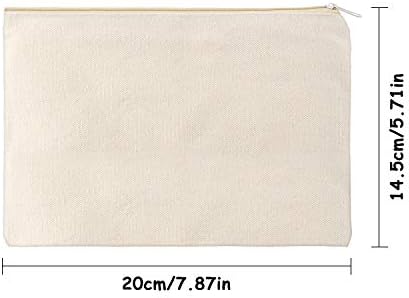 Gejoy 10 Pack Blank Canvas Cosmetic Bags Zipper Pouch DIY,M,Beige