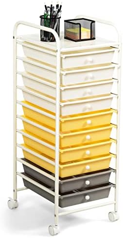 COSTWAY 10-Drawer Rolling Storage Cart, Utility Mobile Trolley