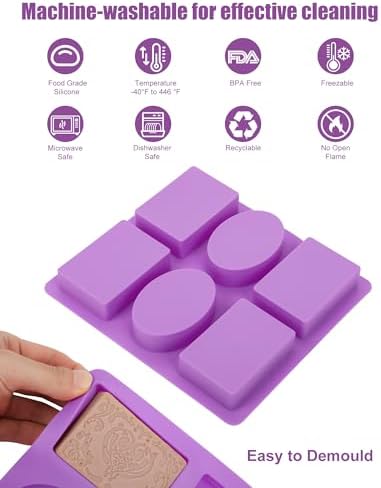Silicone Soap Molds 2Pack, Rectangle Silicone Molds for Soap Making, Chocolate Jelly Pudding Mousse Cake Making