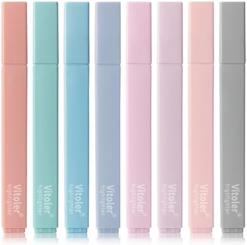 Vitoler Pastel Highlighters,Cute No Bleed Bible Bible Study 8pcs | Assorted Colors, high quality for bible study,books,journal,writing,school office
