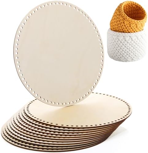 Fanfanwin 12 Pcs Wooden Basket Bottom Moses Crochet Basket Round Base Unfinished Wood Knitting Base for DIY Craft Weaving Making Supplies Home Decoration(12 Inches)
