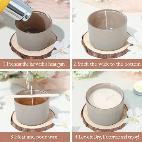 CONNOO 15 Pack 4oz Spring Glass Candle Jars with Airtight Bamboo Lids