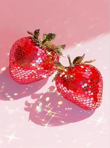RYMILIE Strawberry Diamond Art Kits for Adults Diamond Painting Kit 12x16in | 5D Crystal Stress Relief Diamond Art Painting Kit for Beginners, DIY Full Round Drill Gem Art Crafts for Home Wall Decor Gift