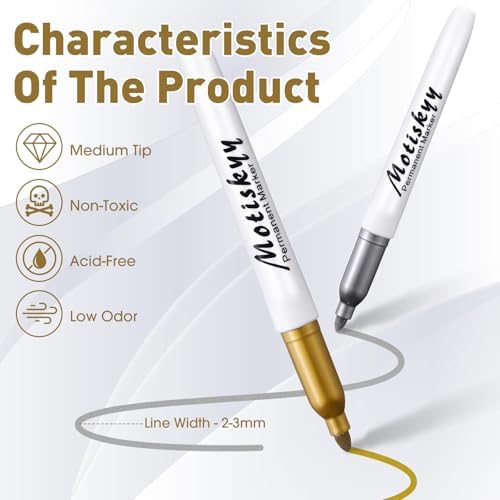 Motiskyy 72 Pcs Metallic Permanent Markers Bulk, Gold Silver