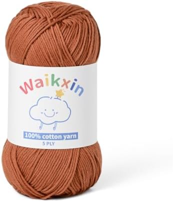100% Cotton Yarn for Crocheting,Baby Yarn for Crocheting Soft,5 Ply Milk Cotton Yarn,#2 Sport Weight Cotton Yarn,3.52oz/262.4yds Amigurumi Yarn for Puzzle,Clothes&DIY Crafts.(Brown)
