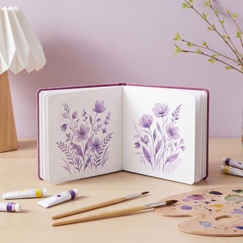5.5in Watercolor Sketchbook Journal Square Watercolor Notebook Purple