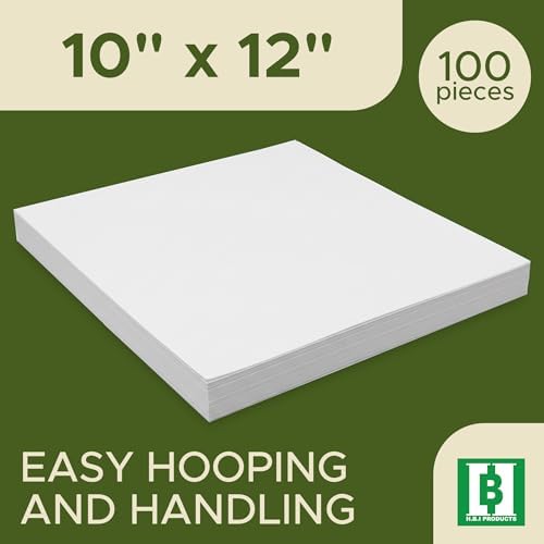 HBI Wash Away Water Soluble Stabilizer Sheets, 10 x 12 in, 100 Pack