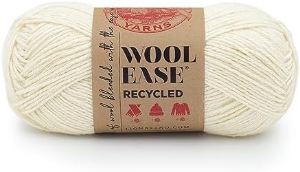 Lion Brand Yarn, Wool-Ease Recycled Crochet Yarn, Cream, Off White, 1 Pack