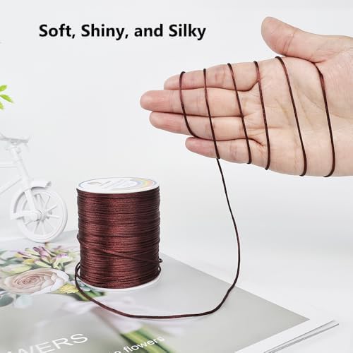 LUSTEMBER 330 Feet Satin Nylon String, 1 mm Silky Smooth Durable Nylon Cord for Jewelry Making, Bracelets, Beading, Necklaces, Macrame, Kumihimo, Rattail, and Chinese Knot Craft