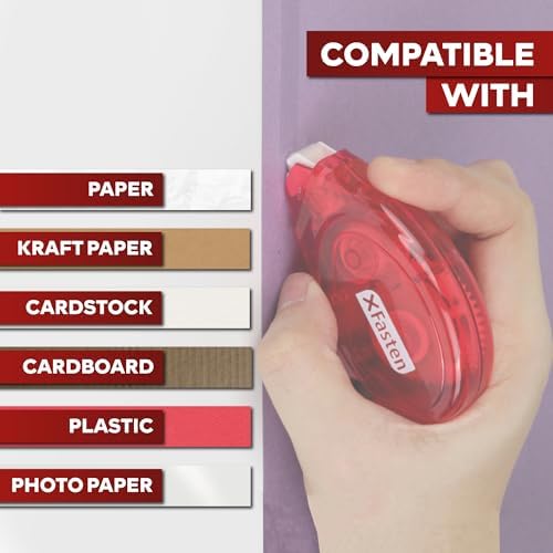 XFasten Adhesive Roller for Scrapbooking, 8mm x 30ft 8-Pack Double Sided Glue Tape Roller, Scrapbook Supplies for Adults, Photo Tape for Scrapbooking