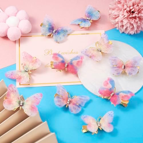 FASHEWELRY 10Pcs 3D Cloth Butterfly Hair Clips, Alligator Hair Clips for Girls Women, Hair Accessories Making, 33x47x13mm