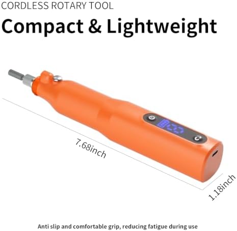 Cordless Rotary Tool Kit - 9-Speed Adjustable with USB Charging | Multi-Purpose Engraving Pen for Sanding, Polishing, Drilling & DIY Crafts | Includes 3D Printing Accessories (Orange with Light)