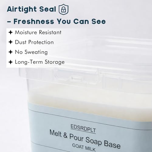 4lb Goat Milk Soap Base in Bucket - Airtight Resealable Lid, Moisture Proof, Premium Glycerin Melt and Pour for DIY Soap Making Supplies (Goat Milk, 4 Pound)