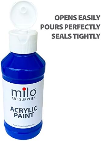 milo Acrylic Paint Set, 6 Primary Colors, 4 oz Bottles, Semi-Gloss