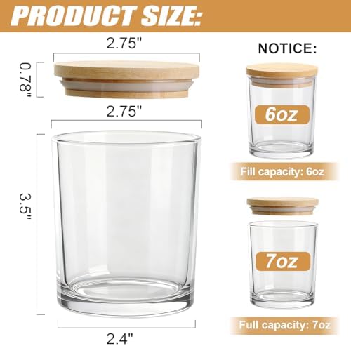 36-Pack 7oz Glass Candle Jars for Making Candles Bulk- Clear