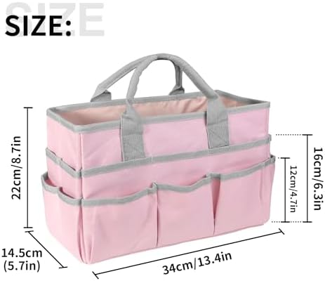 Teacher Handle Tote Bag Organizer ,Tote Bag Organization for Crafts,Art,Paper,Books ,School,Sewing,Travel with Handles,Ofiice Supplies StorageTote Bag Organization for Crafts,Art,Paper,Books (Pink)