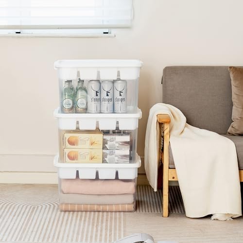 Citylife 32QT Plastic Craft Storage Box Buildable Lid Removable Tray