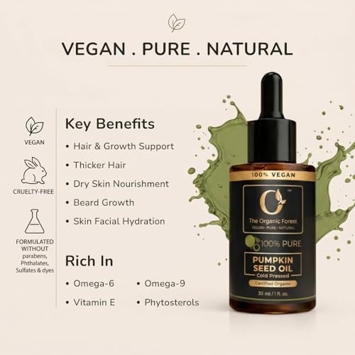 Pumpkin Seed Oil – Cold Pressed for Thicker Hair & Growth Support, Weak Dry Hair & Scalp Care, Beard & Skin Oil