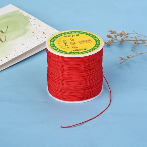 0.8mm Red Nylon Cord for Jewery Making, 100 Yards Kumihimo Bracelet String Red Beading Thread for Braided Ornament Lanyard Chinese Knot Macrame Craft