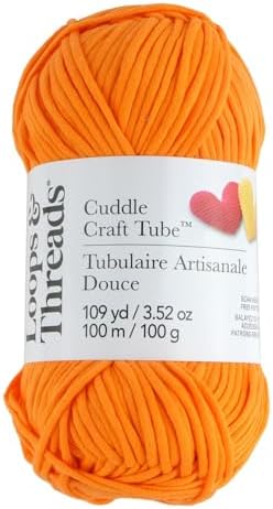 Loops & Threads Cuddle Craft Tube Yarn – Medium (4) Cotton Nylon Blend, Soft Tube Yarn for Knitting, Crochet & Crafts, Ideal for Apparel, Accessories & Decor, 109 yd / 3.52 oz Skein, 8 Pack