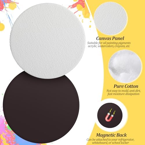 Engrowtic 25 Pcs Mini Magnetic Painting Canvas Panel Mini Canvas Boards for Painting Tile Art for Fridge Locker Art Crafts DIY(2.5in)