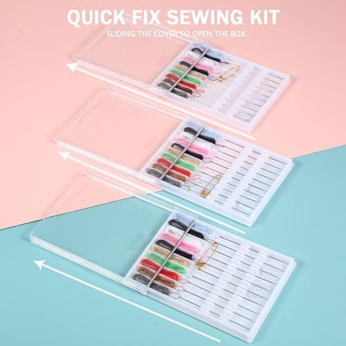 MTLEE 14 Boxes 140 Pieces Quick Fix Sewing Kit, Easy Pre Threaded Needle