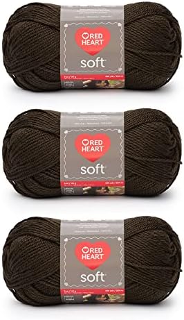 Red Heart Soft Yarn for Crocheting and Knitting, Chocolate, 3-Pack