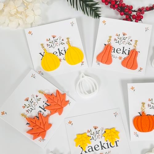 Xaekicr Fall Leaf Pumpkin Polymer Clay Cutters Set – 5 PCS Autumn Clay Earring Cutters for Jewelry Making – Polymer Clay Molds & Clay Tools for Fall DIY Crafts